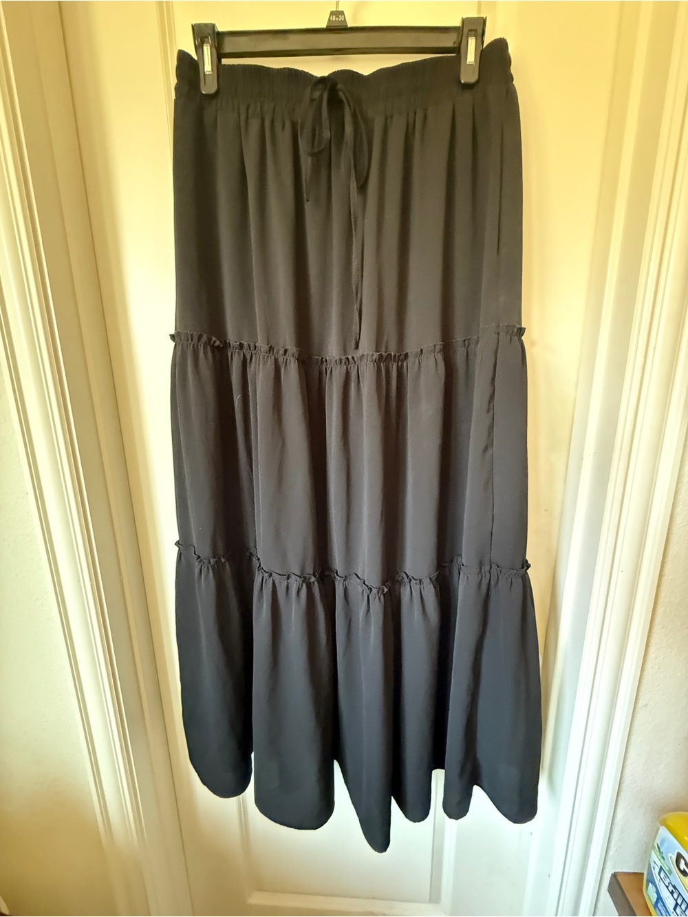 Amazon Black Tiered Maxi Skirt with Drawstring Waist